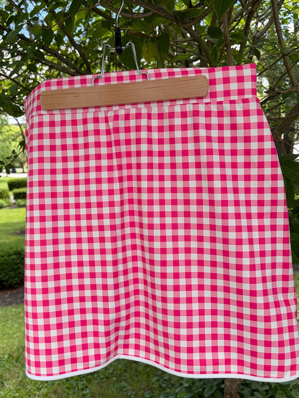 J. Crew Pink and White Gingham Golf Skort